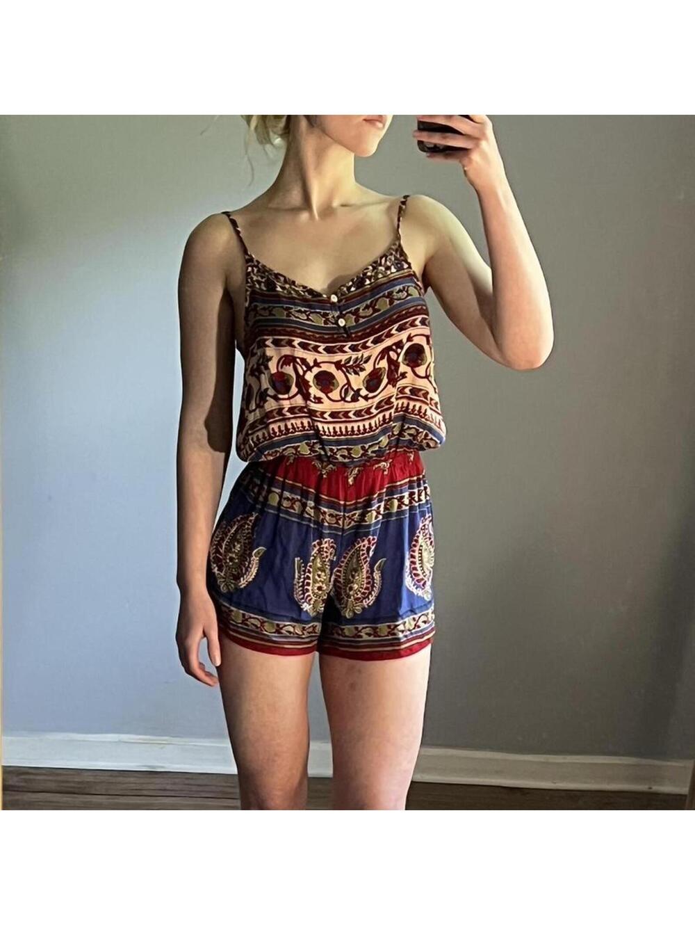 Earthbound Trading Co. multicoloured boho romper
